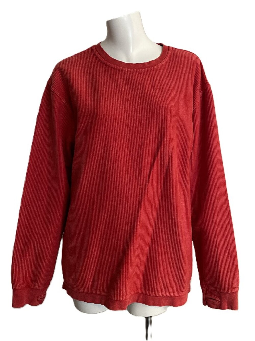 Royce Brand Comfy Cord Sweatshirt Women's Medium Red Thumbholes 100% Cotton